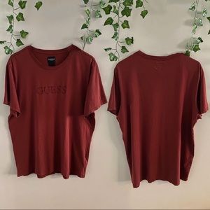 Guess Embroidered Crimson T-Shirt